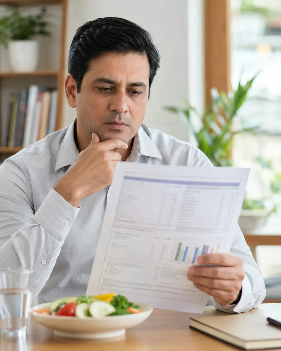 Adult reviewing a health report